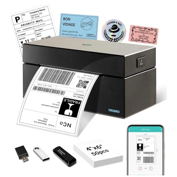 Other - Bluetooth Thermal Label Printer, Orgbro Z1-Plus 4x6 Shipping Label Printer-NEW